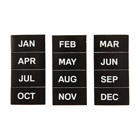 MasterVision Interchangeable Magnetic Board Accessories, Months of Year, Black/White, 2" x 1", 12 Pieces