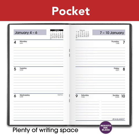 2021 Pocket Calendar by AT-A-GLANCE, Weekly Planner, 3-1/2" x 6", Pocket Size, DayMinder, Black (SK480021)