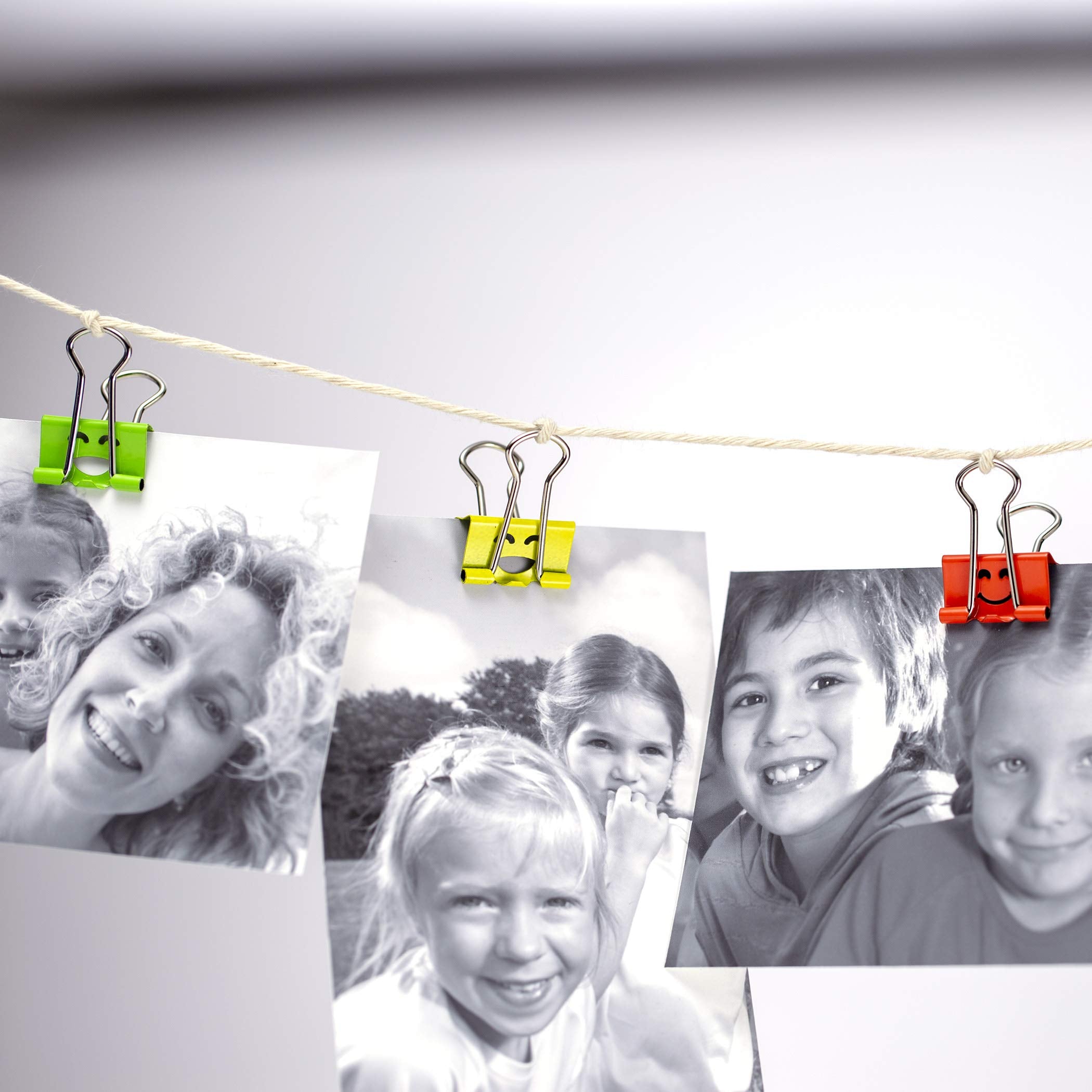 Officemate Happy Smiling Face Binder Clips, Small Size, 42 in Pack, Comes in Assorted Colors (31090)