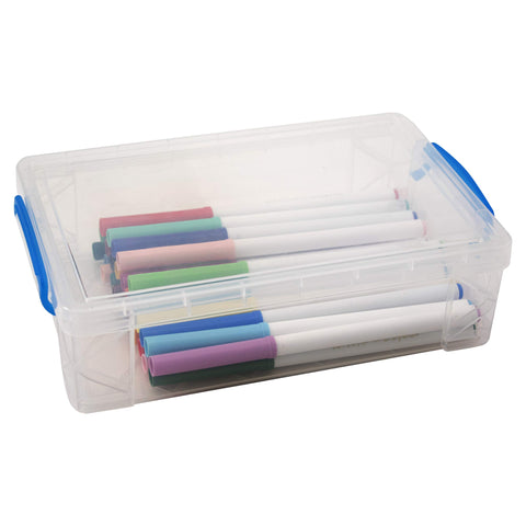 Advantus Super Stacker Large Pencil Box, Plastic, 9 x 5.5 x 2.62, Clear