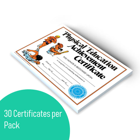 Hayes Physical Education Certificates, Gym Class Recognition Awards for Students, Customizable Awards, Full-Color Matte Finish, 8.5" x 11" - 30 Pack