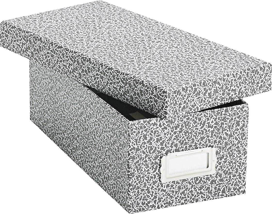Oxford 40588 Reinforced Board Card File, Lift-Off Cover, Holds 1,200 3 x 5 Cards, Black/White