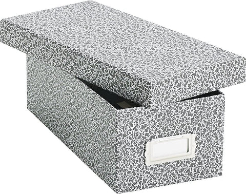 Oxford 40588 Reinforced Board Card File, Lift-Off Cover, Holds 1,200 3 x 5 Cards, Black/White