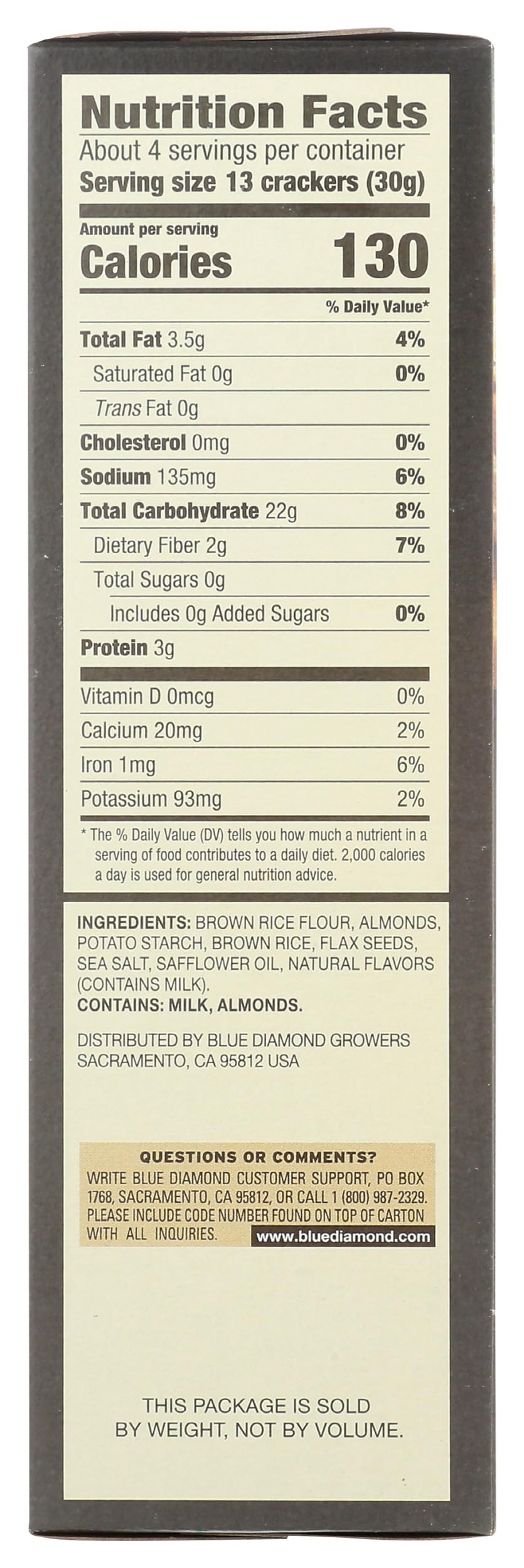 Blue Diamond Almond Artisan Nut Thins Cracker Crisps, Flax Seeds, 4.25 Ounce