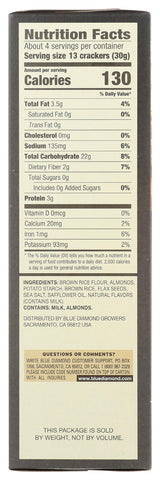 Blue Diamond Almond Artisan Nut Thins Cracker Crisps, Flax Seeds, 4.25 Ounce