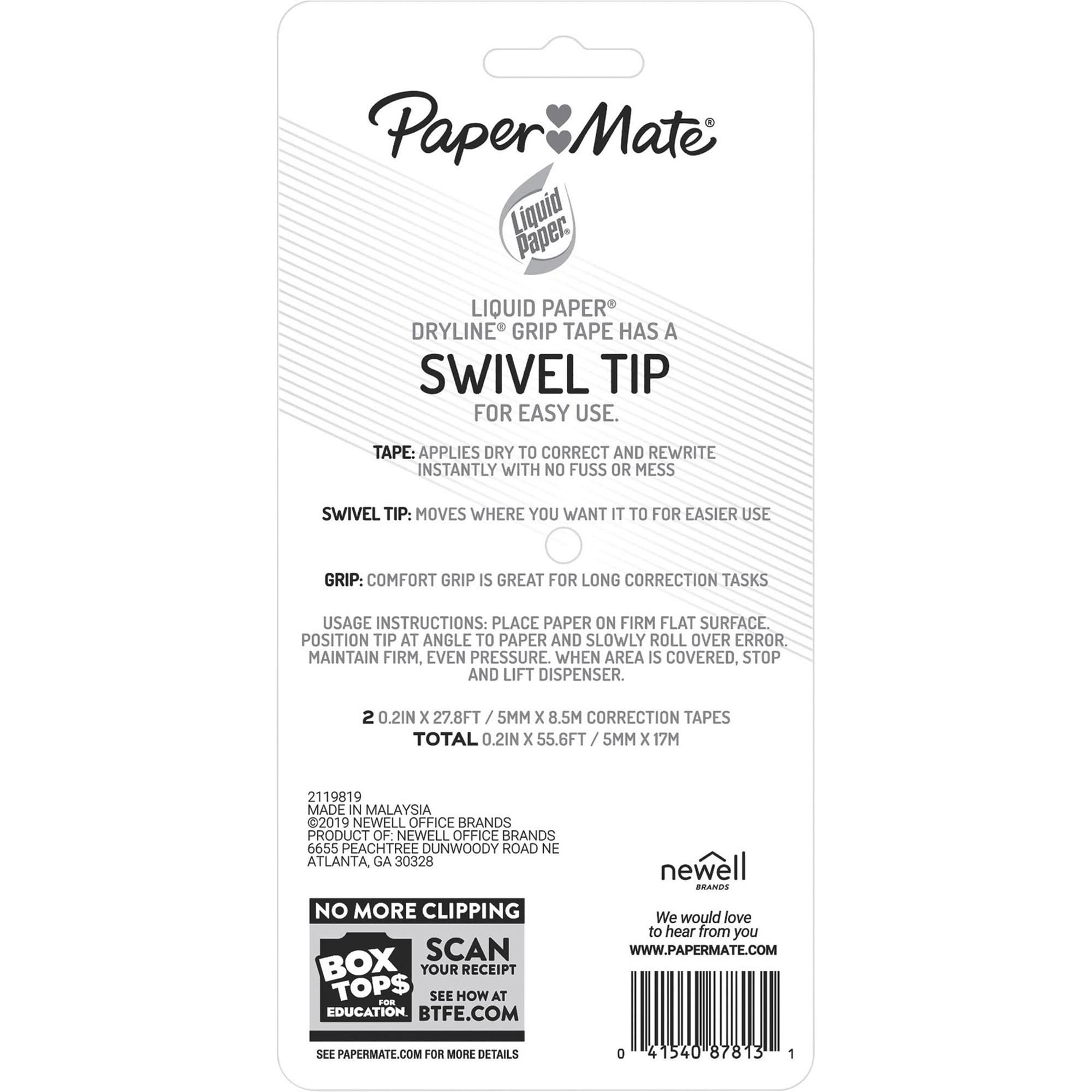 Paper Mate Liquid Paper DryLine Grip Correction Tape