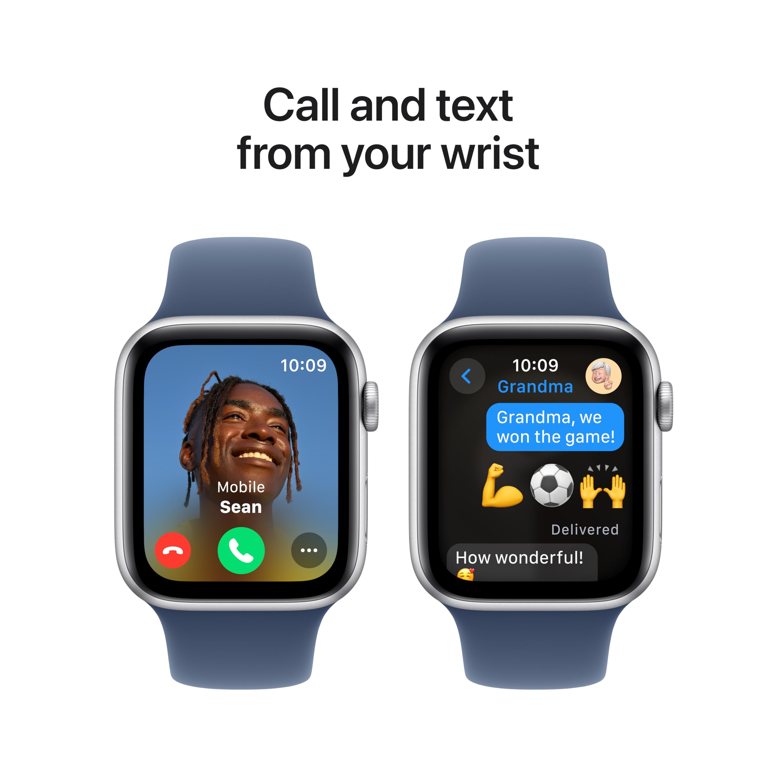 Apple Watch SE (2nd Gen) [GPS 44mm] Smartwatch with Silver Aluminum Case with Denim Sport Band M/L. Fitness and Sleep Trackers, Crash Detection, Heart Rate Monitor, Retina Display