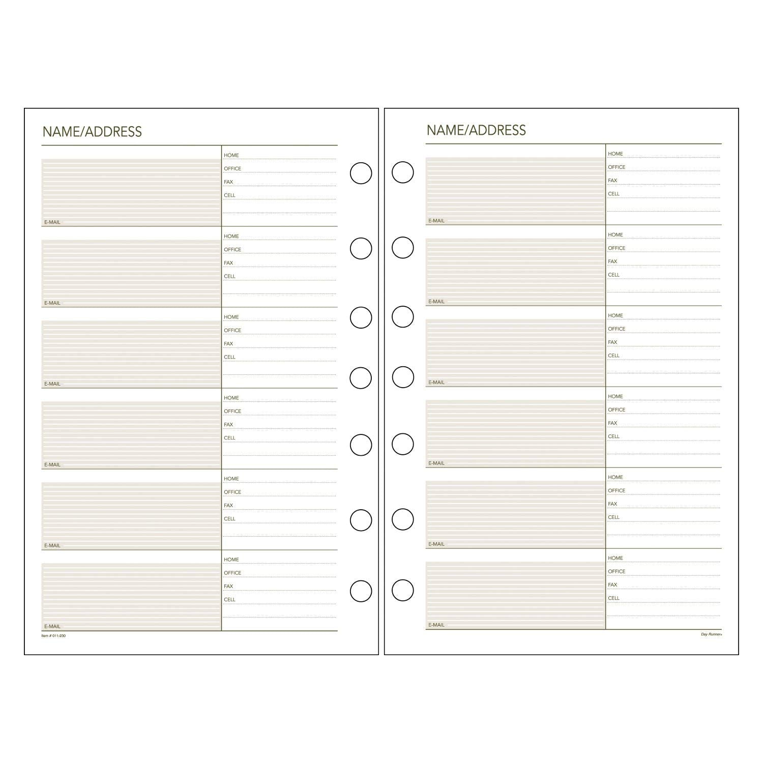 AT-A-GLANCE Day Runner Telephone and Address Pages, Refill, Loose-Leaf, Undated, for Planner, 5-1/2" x 8-1/2", Size 4, 32 Sheets/Pack (011-230)