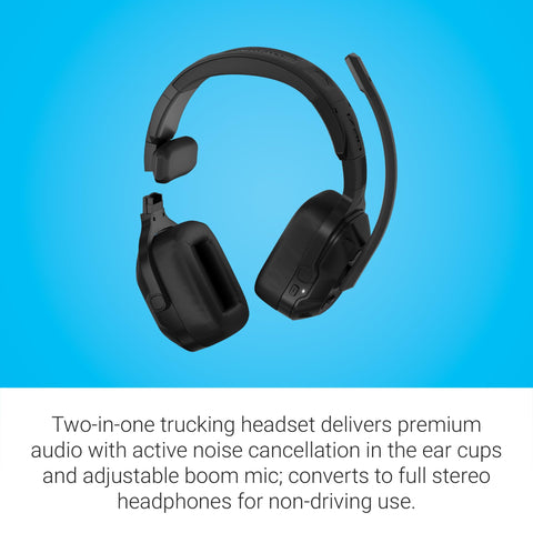Garmin dēzl™ Headset 210, 2-in-1 Premium Trucking Headset, Active Noise Cancellation, Long Battery Life, 60 Hours of Talk Time, Built-in LED Flashlight, Convertible Design