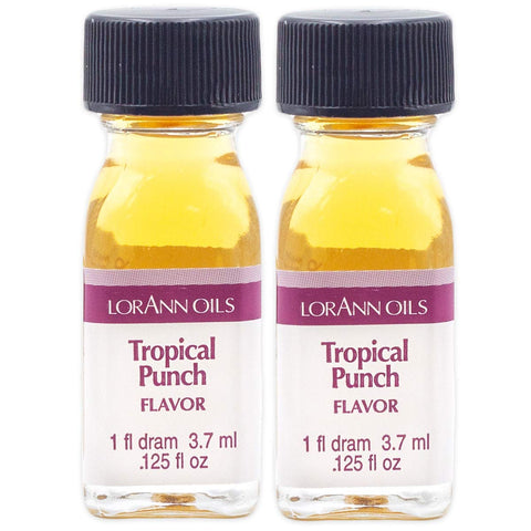 LorAnn Oils Super Strength Flavoring - Used For Candy Making, Flavoring, Baking, Hard Candy, & Flavor Oils - Bold, Natural Flavors 4X Stronger Than Extracts - Tropical Punch, Pack of 2, 0.125 fl oz