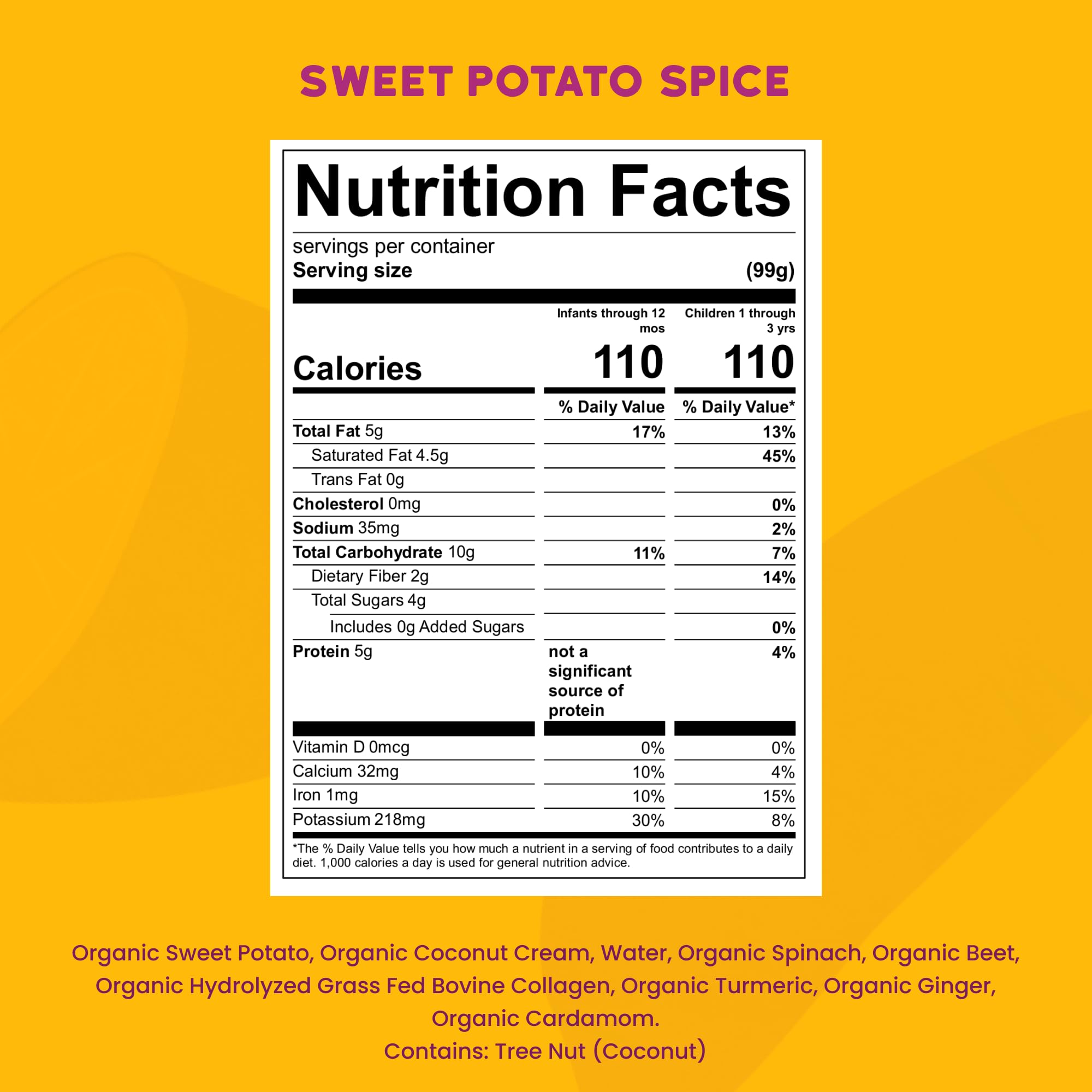 Serenity Kids 6+ Months Dairy-Free Smoothie Baby Food Pouch - Protein-Rich Snacks for Kids - Veggie-Packed Breakfast Smoothie - USDA Organic Baby Food - 3.5 Fl Oz - Pack of 1 - Sweet Potato Spice