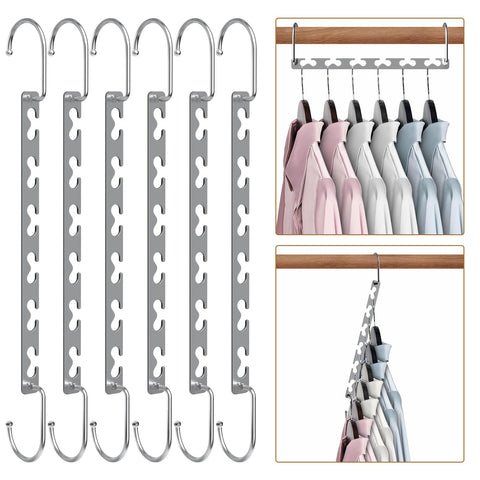 Space Saving Hangers for Clothes 6 Pack, Sturdy Metal Hangers Wardrobe Organizer, Magic Cascading Hanger, Closet Space Saver Closet Organizers and Storage