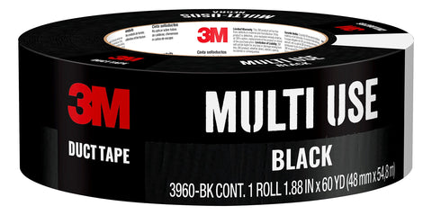3M Multi-Use Colored Duct Tape Black, 1.88 Inches by 60 Yards, 3960-BK, 1 roll