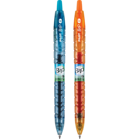 PILOT B2P Colors - Bottle to Pen Refillable & Retractable Rolling Ball Gel Pen Made From Recycled Bottles, Fine Point, Assorted Color G2 Inks, 2-Pack (36622)