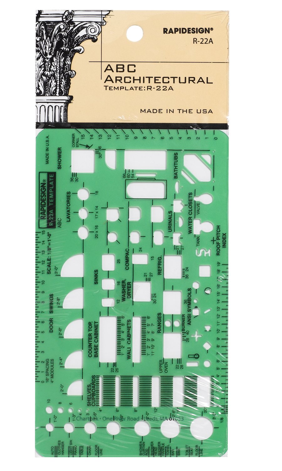 Rapidesign 1/8 Inch ABC Architect Drawing Template, 1 Each (R22A)