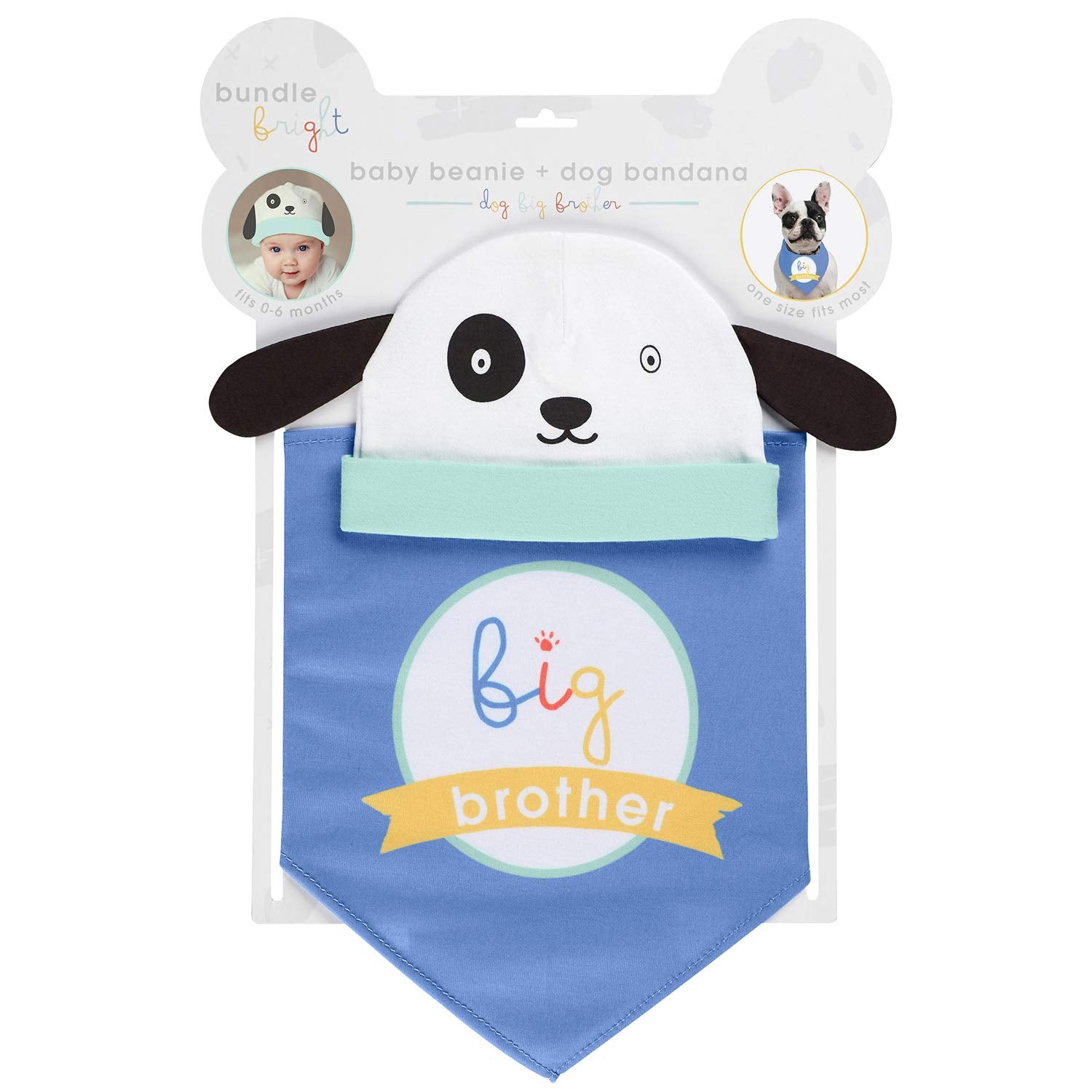 C.R. Gibson Blue ''Big Brother'' Dog and Baby Beanie and Bandanna 2 Piece Set, Beanie, 0-6 Months