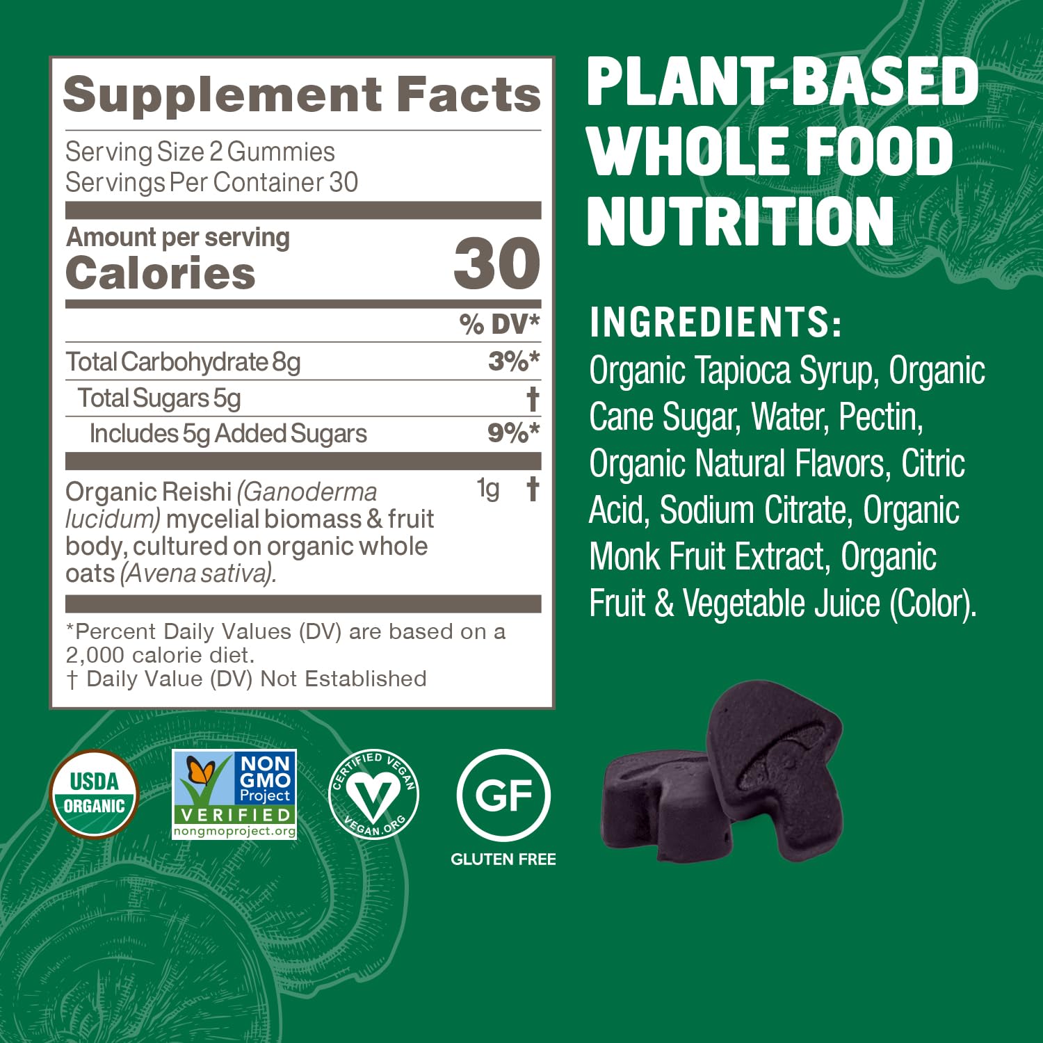 OM MUSHROOM SUPERFOOD Reishi Gummies – USA Grown Organic Mushrooms – Supports Immune Health, Balance & Stress Relief – Watermelon Dream Flavour – 30 Servings, 60 Count.