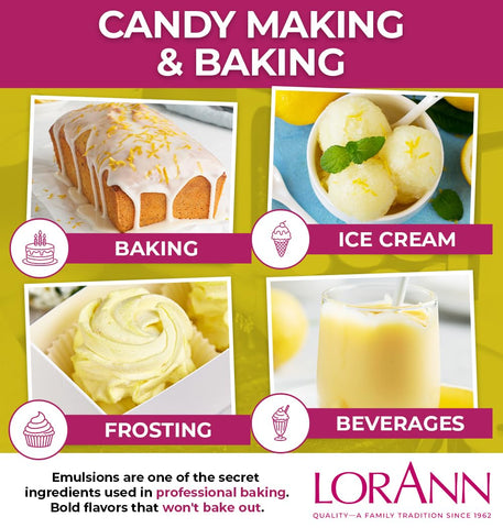 Lorann Oils Lemon Bakery Emulsion: Tangy Lemon Essence, Perfect for Amplifying Citrus Tones in Cakes, Cookies & Desserts, Gluten-Free, Keto-Friendly, Lemon Extract Alternative Essential