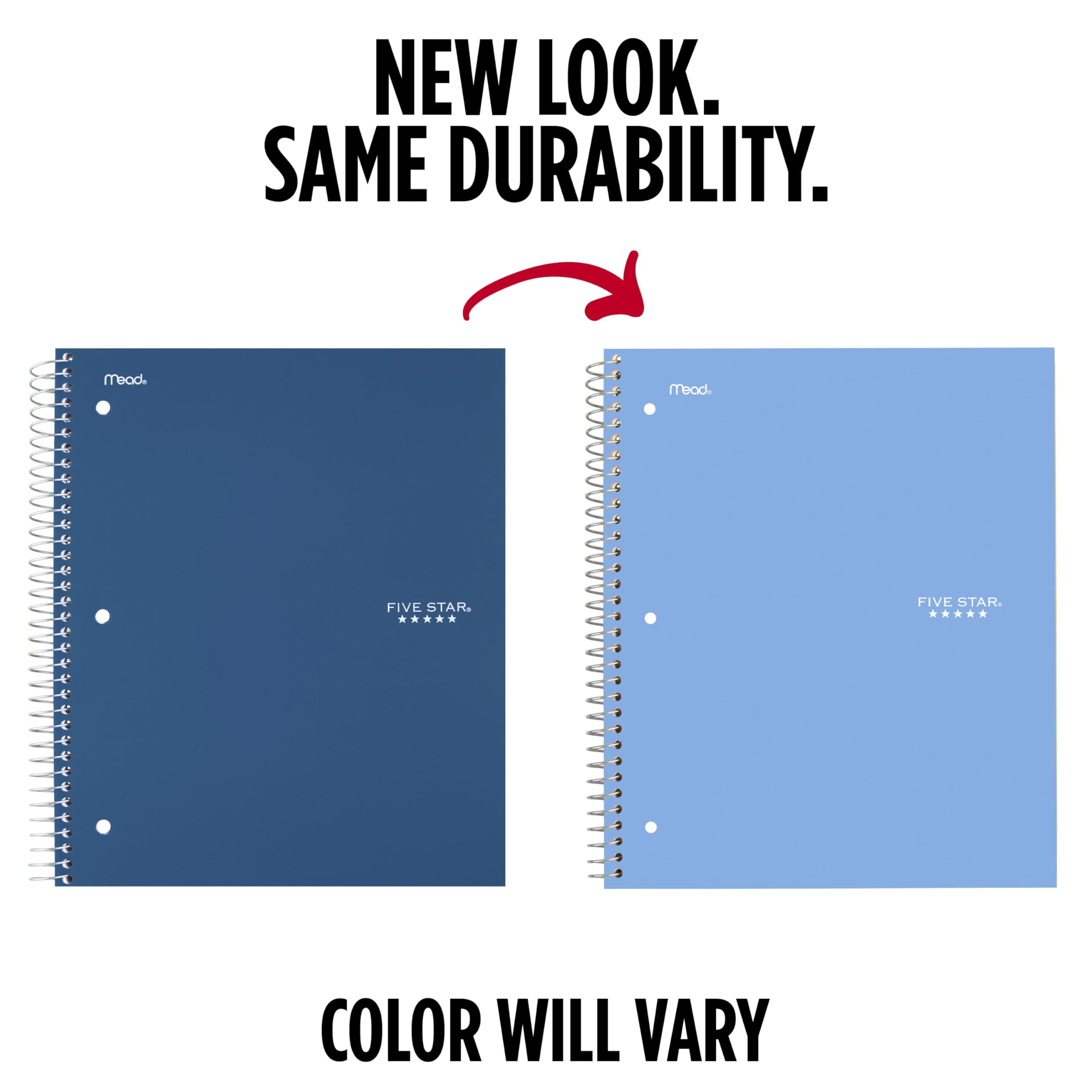 Five Star Spiral Notebook + Study App, 1 Subject, College Ruled Paper, 8.5" x 11", 100 Sheets, Blue (Color May Vary) (72565)