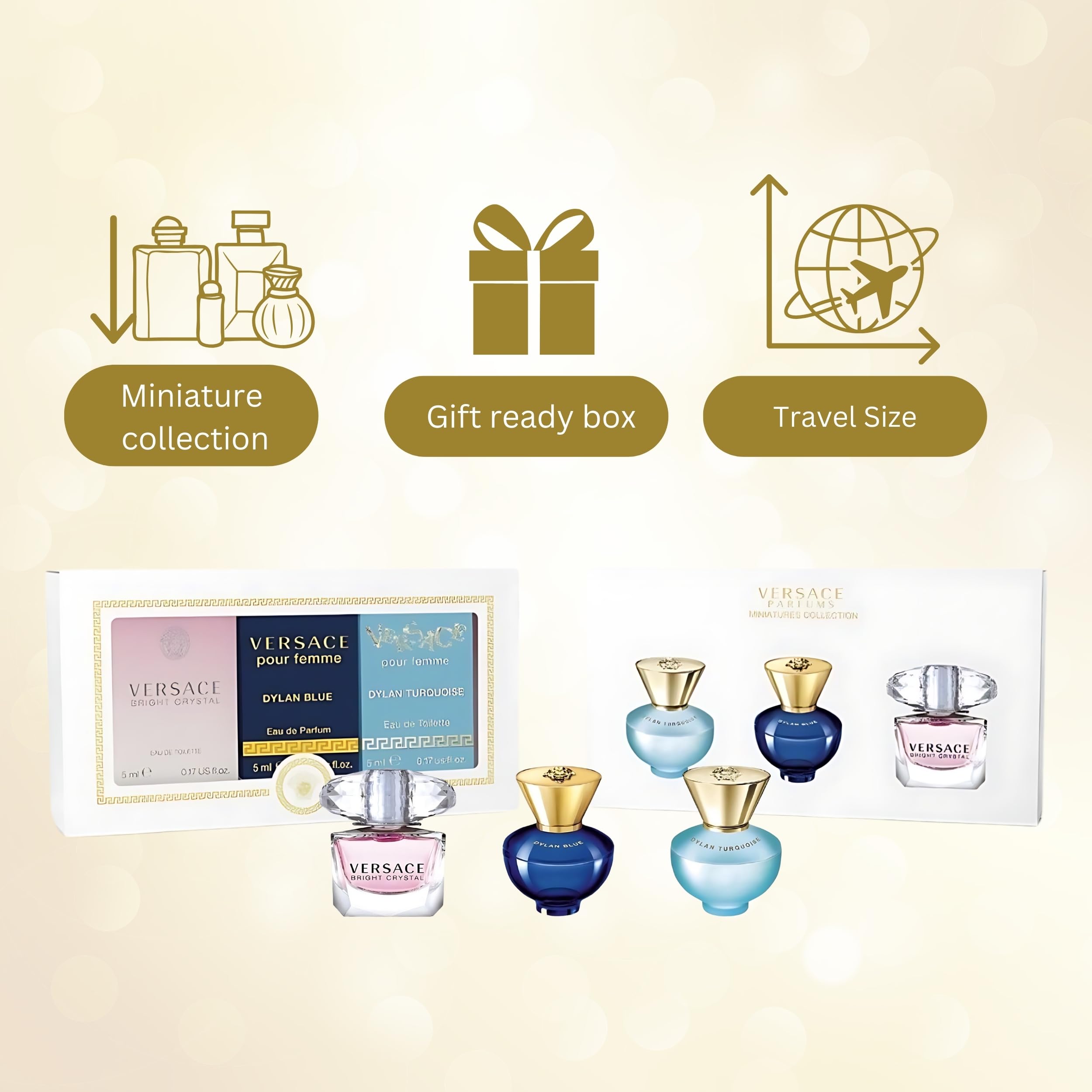 Versace Perfume for Women – Variety Trio Mini Gift Set – Eros, Dylan Blue, Eau Fraiche