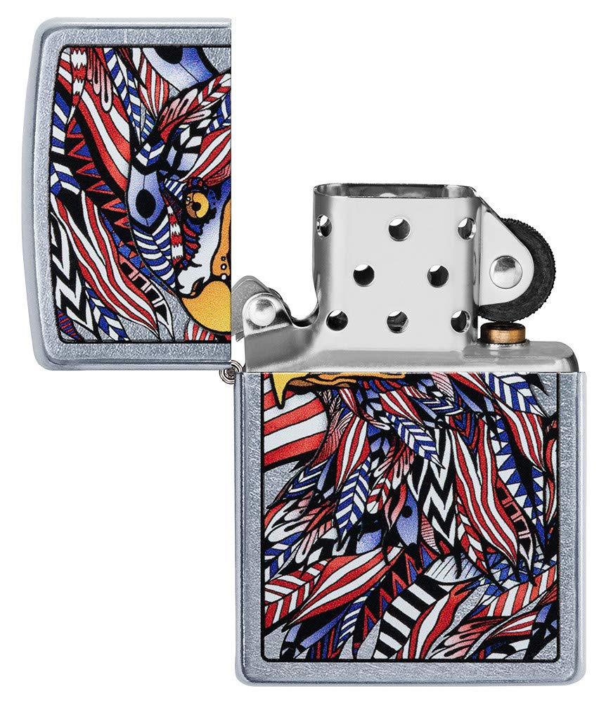 Zippo American Eagle Design Street Chrome Pocket Lighter