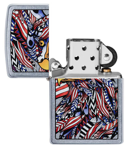 Zippo American Eagle Design Street Chrome Pocket Lighter