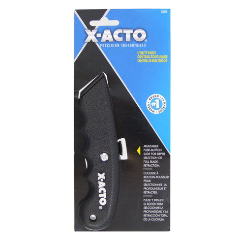 X-ACTO X3272 SurGrip Utility Knife with Contoured Plastic Handle and Retractable Blade, Black