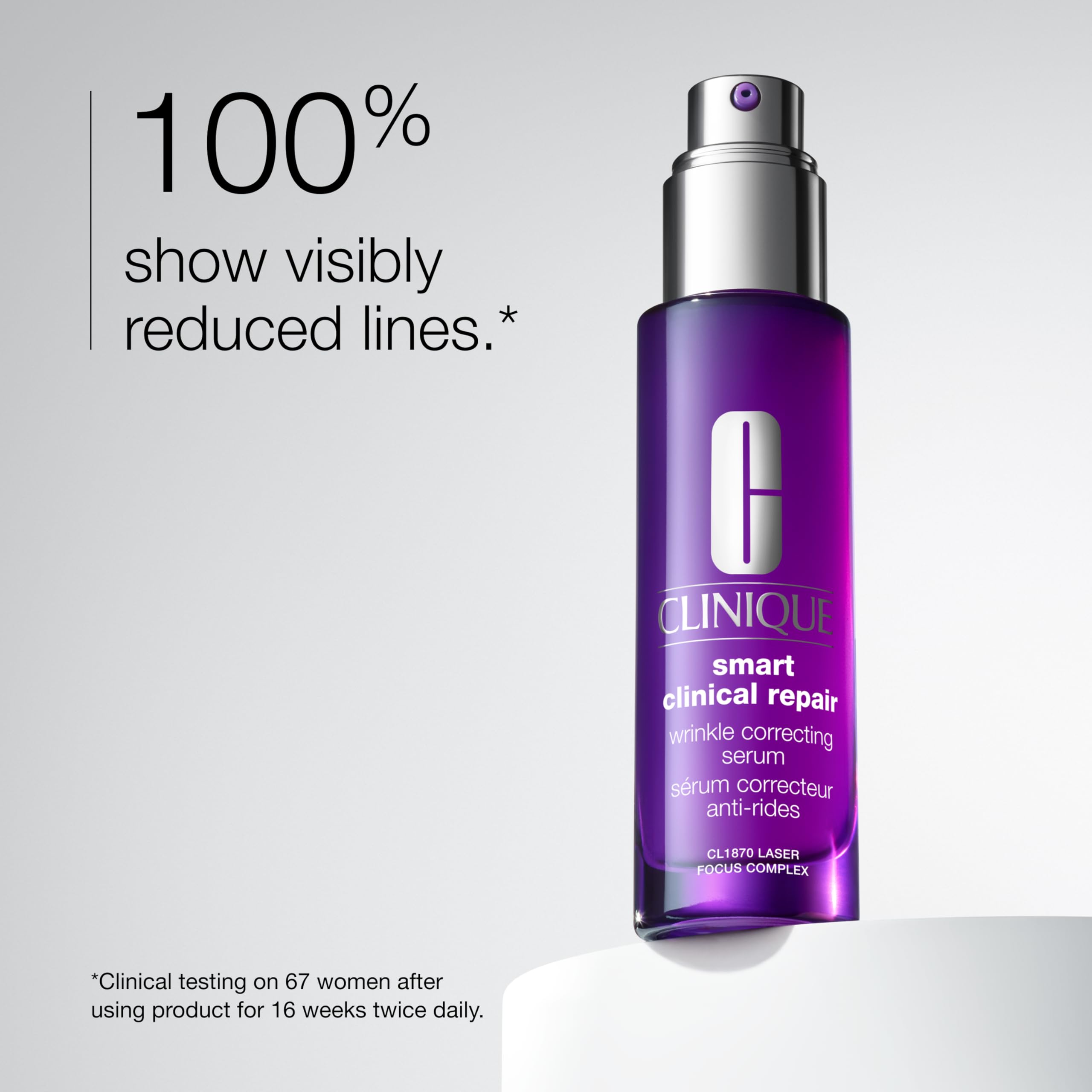 Clinique Smart Clinical Repair Wrinkle Correcting Anti Aging Face Serum With Hyaluronic Acid, Peptides + Advanced Retinoid Serum For All Skin Types | Hydrating, 1.7 Fl Oz