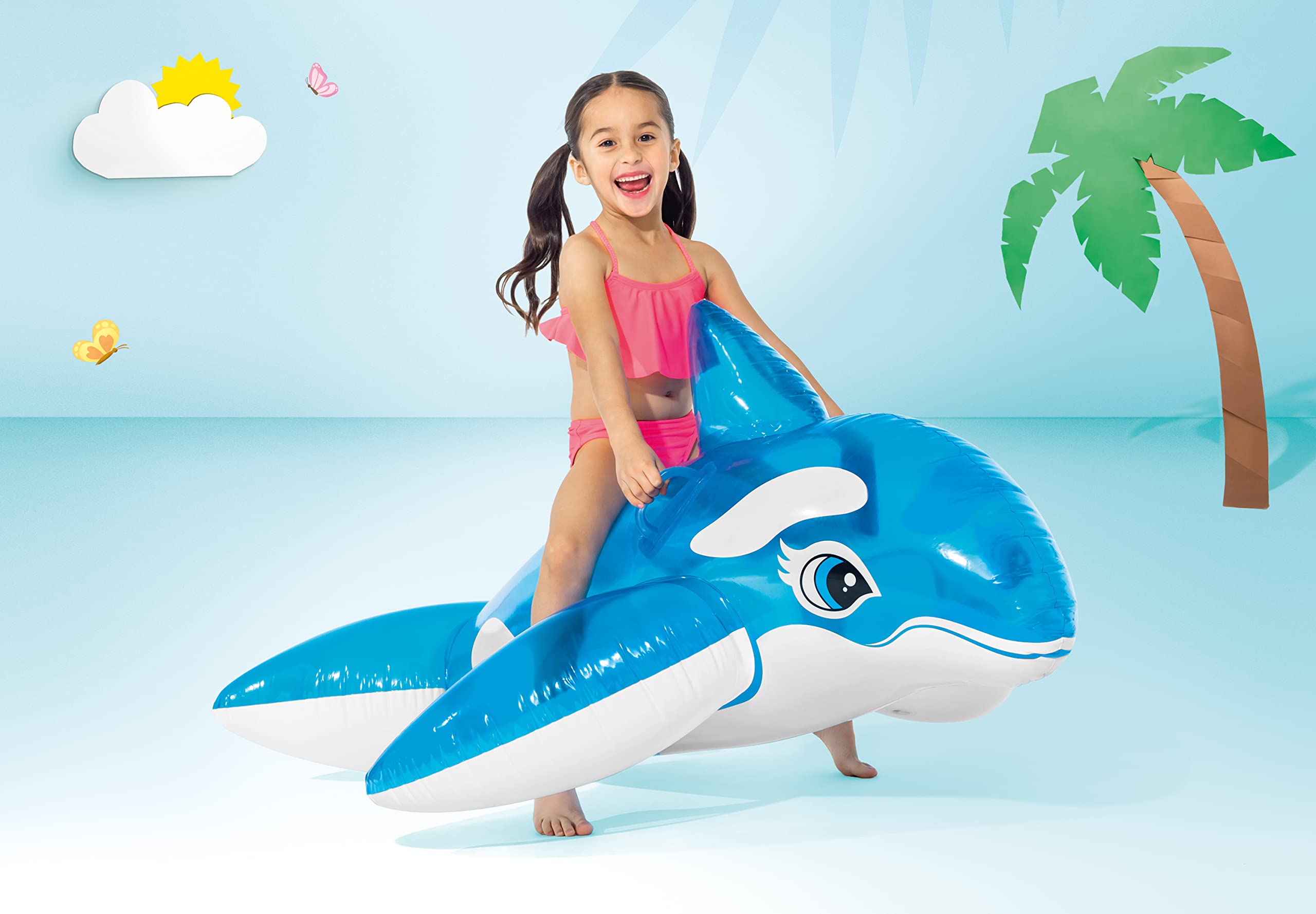 INTEX Lil' Whale Inflatable Pool Float: Animal Pool Toy for Kids – 2 Heavy-Duty Handles – 88lb Weight Capacity – 60" x 45" – for Ages 3+
