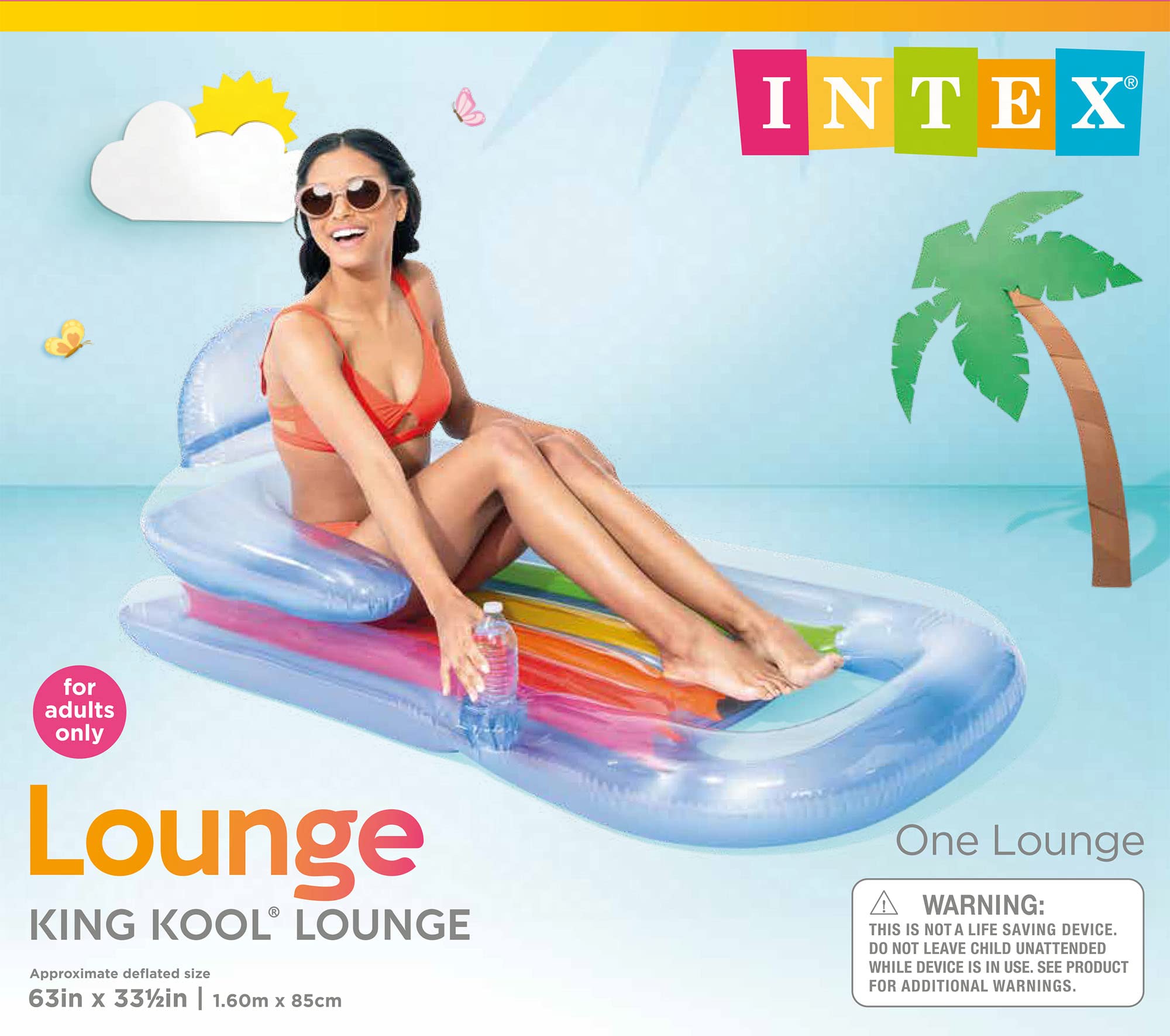 Intex King Kool Lounge Inflatable Swimming Pool Lounger with Headrest (Pair)