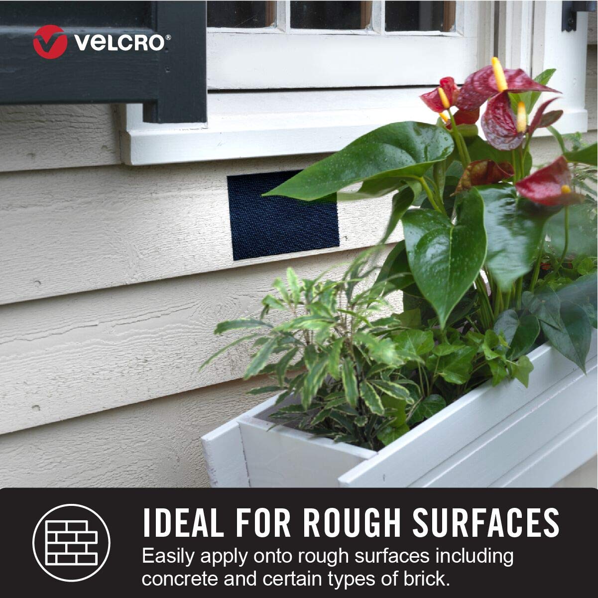 VELCRO Brand Outdoor Wide Heavy Duty Strips | 6" x 4" Pk of 3 | Holds 15 lbs | Titanium Extreme Industrial Strength Adhesive Fasteners | Strong Weather Resistance for Rough Surfaces (91471)