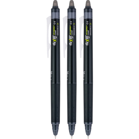 Pilot, FriXion Synergy Clicker Erasable, Refillable, Retractable Gel Ink Pens, Extra Fine Point 0.5 mm, Pack of 3, Black
