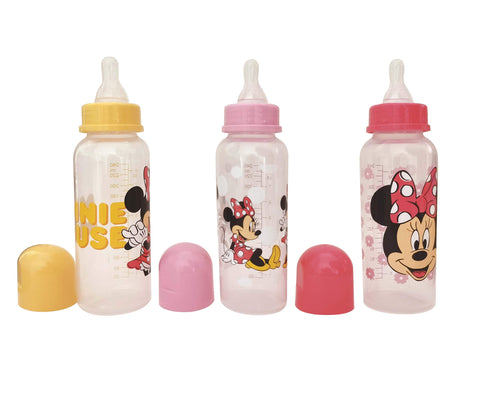 Cudlie Disney Baby Girl Minnie Mouse 9 oz Pack of 3 Baby Bottles, Oh Minnie
