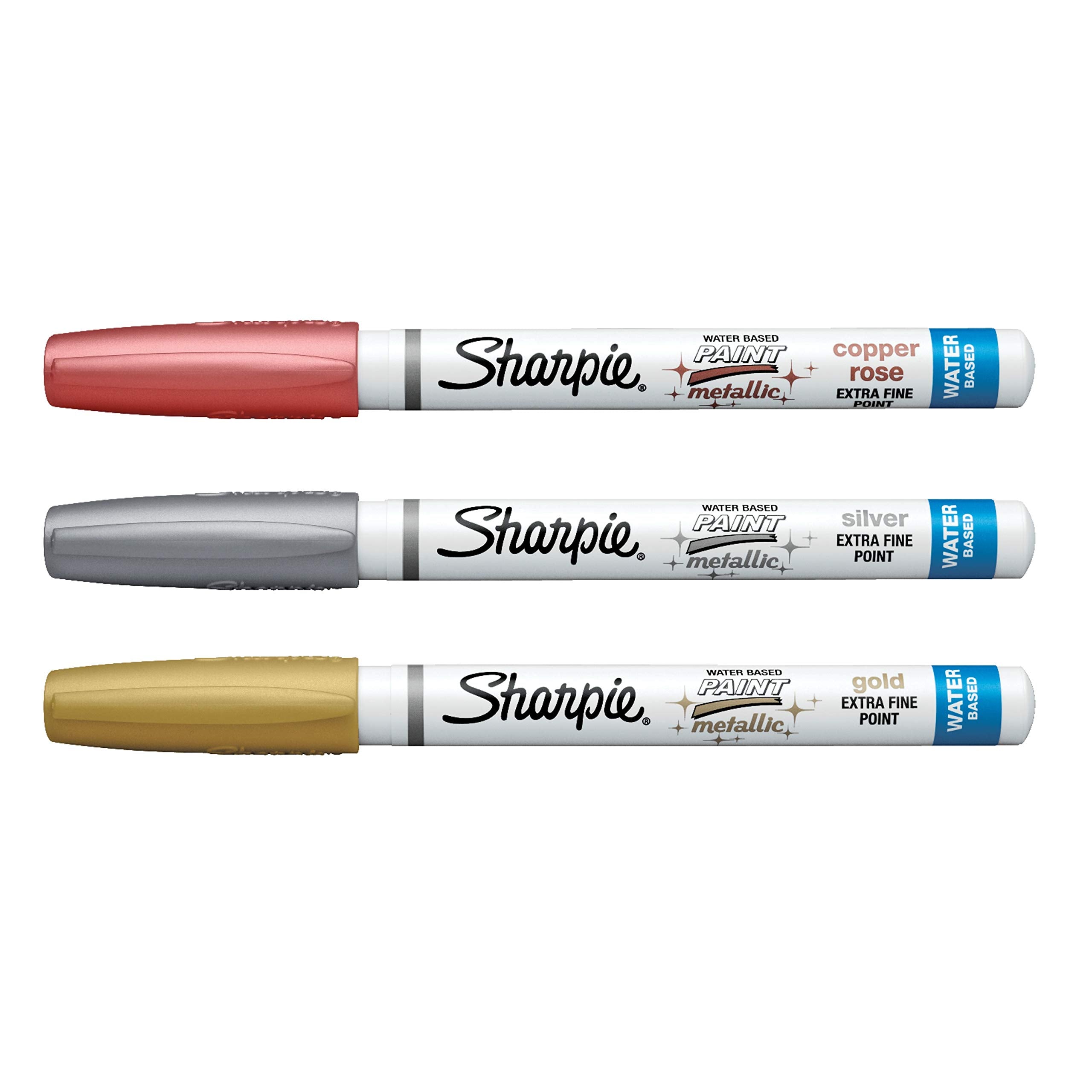 Sharpie® Water-Based Paint Markers, Extra-Fine Point, Metallic Colors, 3 Pack