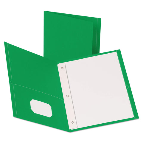 Oxford Two-Pocket Portfolios w/Fasteners, Green, Letter Size, 10 per Pack, (57773)