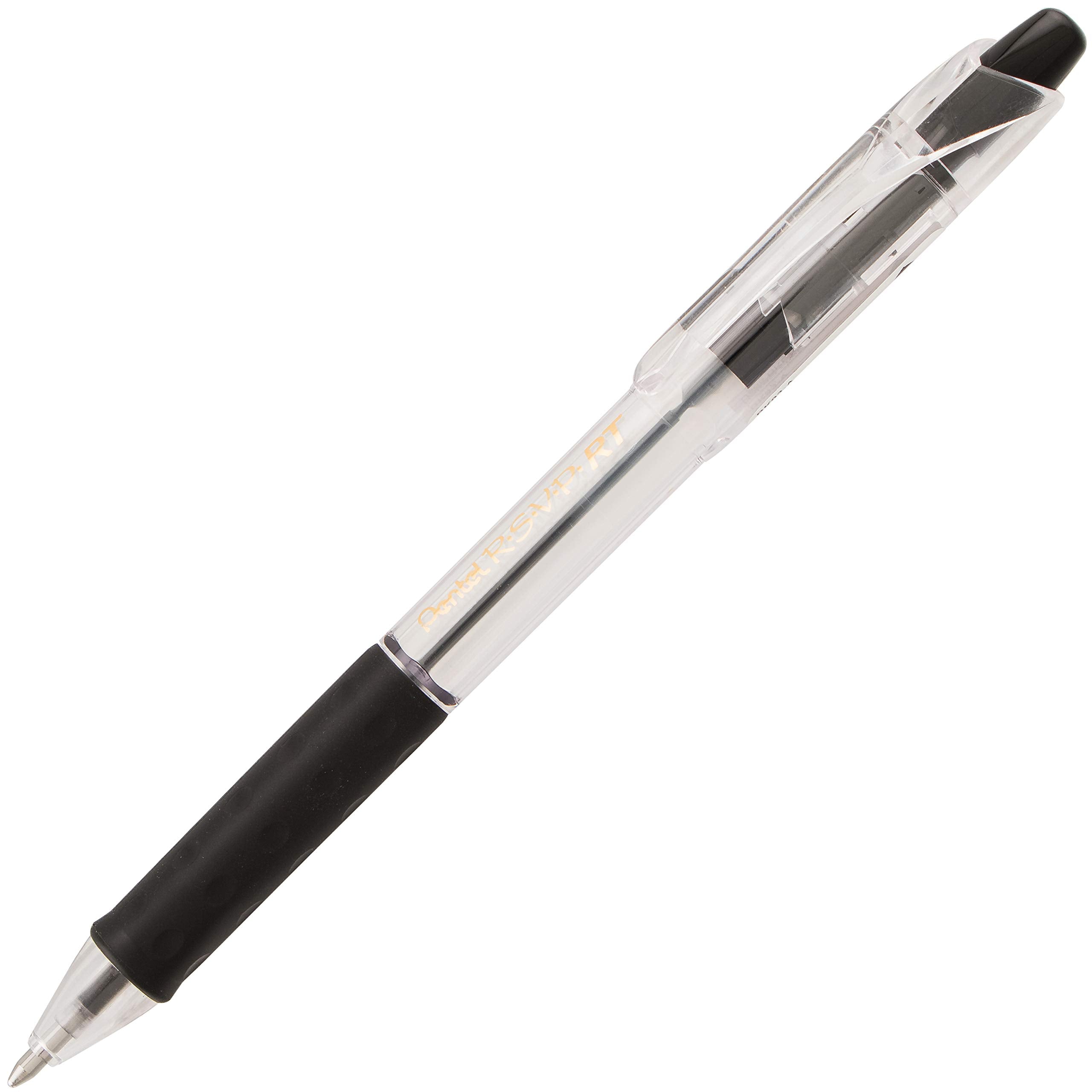Pentel RSVP RT Retractable Ballpoint Pen, (1.0mm) Medium Line, Black Ink, Pack of 2 (BK93BP2A)