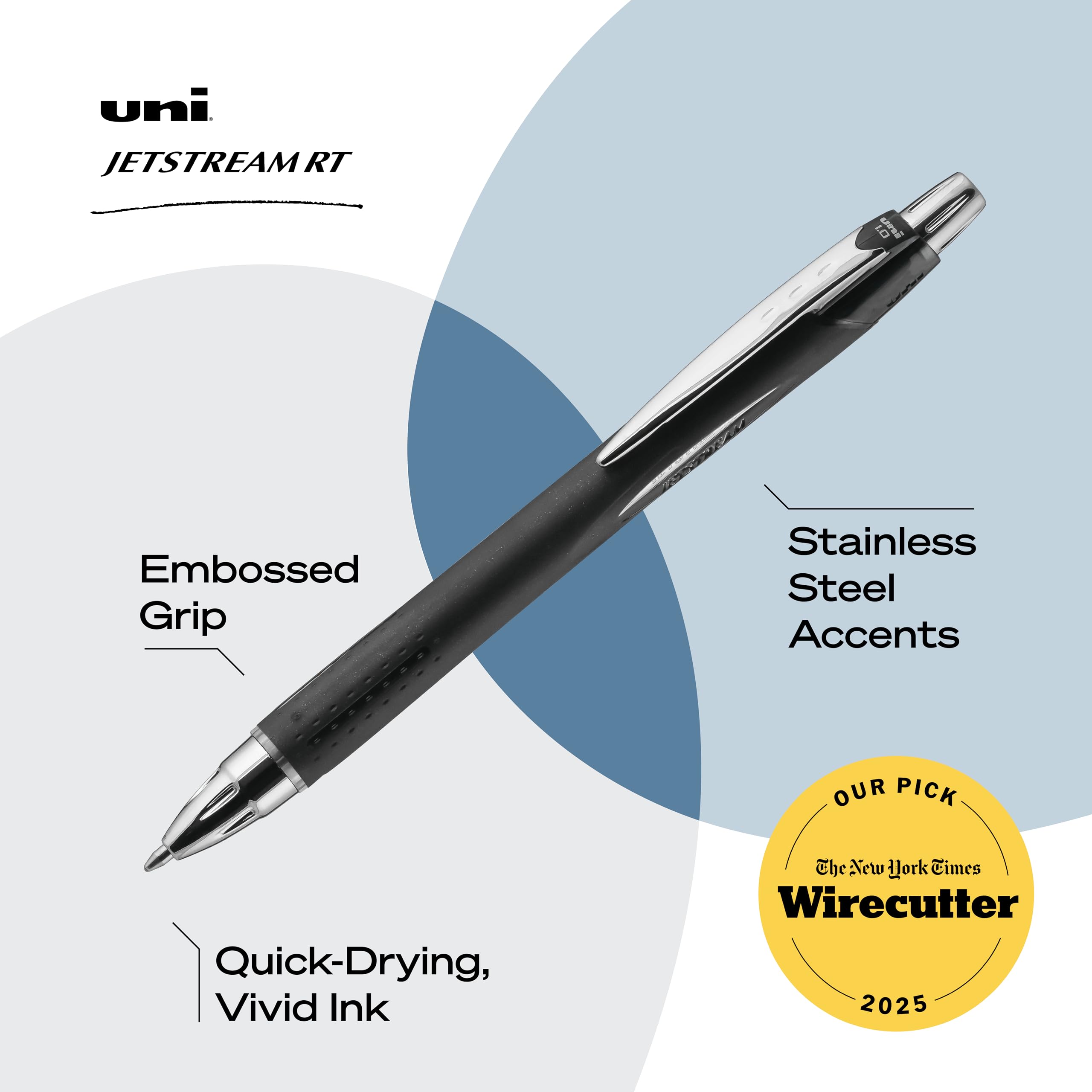 Uni-Ball Jetstream RT Pens - NY Times Wirecutter Best Pen for Over a Decade - Pack of 3 Black Fine Point Pens, 0.7mm - Back to School Pens, Ballpoint Pens