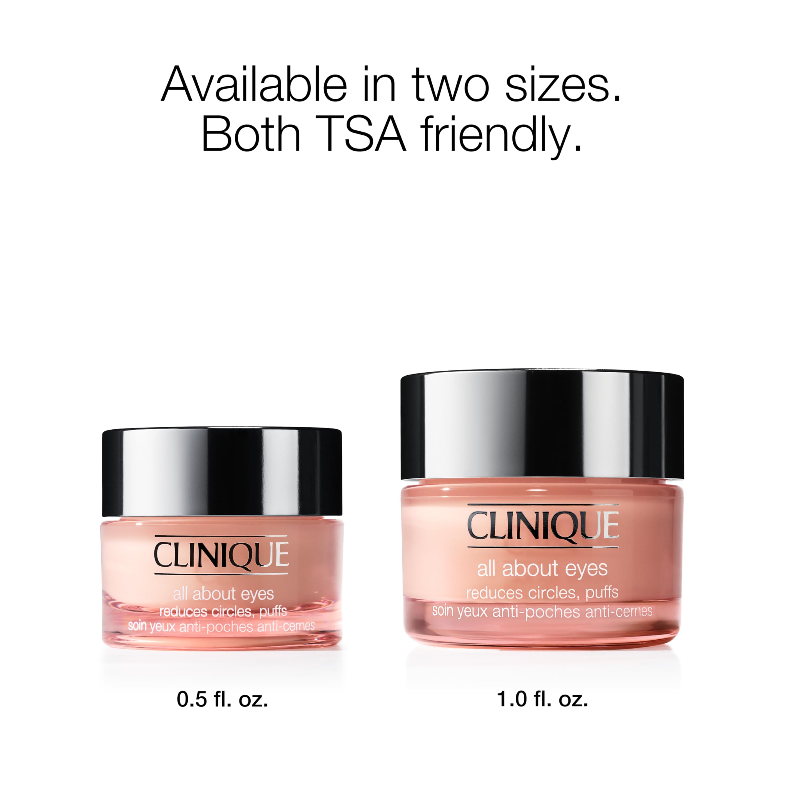 Clinique All About Eyes Lightweight Eye Cream With Vitamin C | Hydrating, Brightening, Depuffing + Dark Circle Reducing, Mini Travel Size, 0.5 Ounce