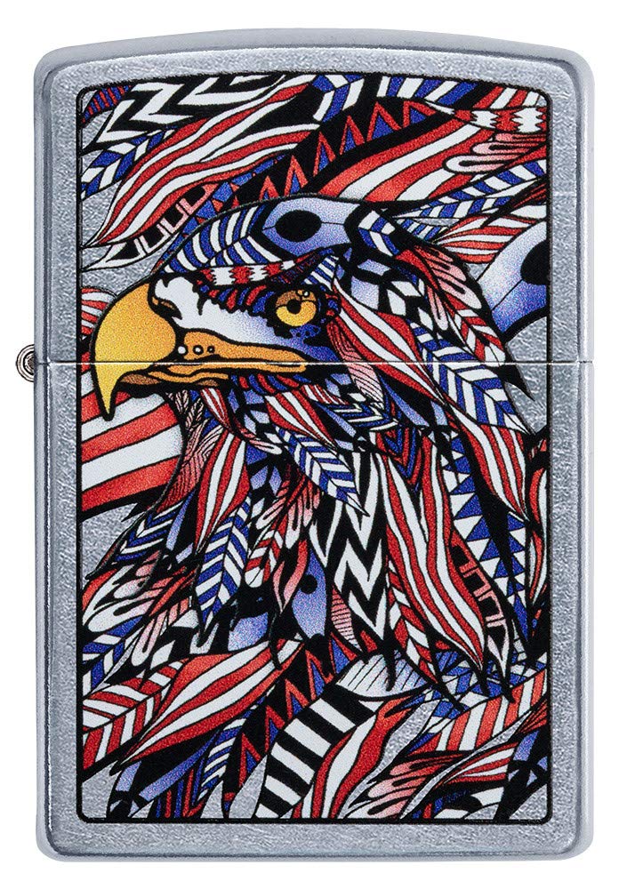 Zippo American Eagle Design Street Chrome Pocket Lighter
