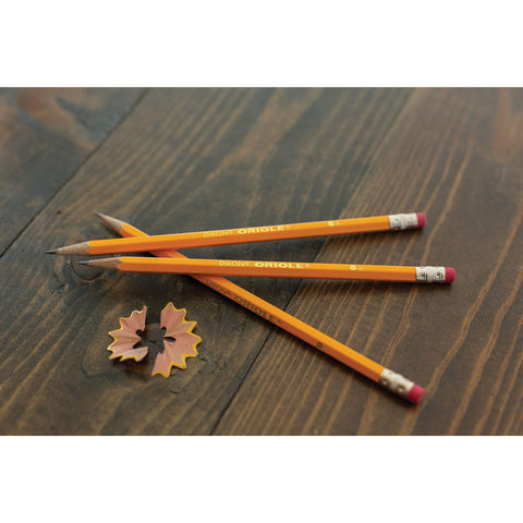 Dixon Oriole Woodcase Pencil, #2.5/F Medium Fine, Yellow Barrel, 12-Pack (12875)