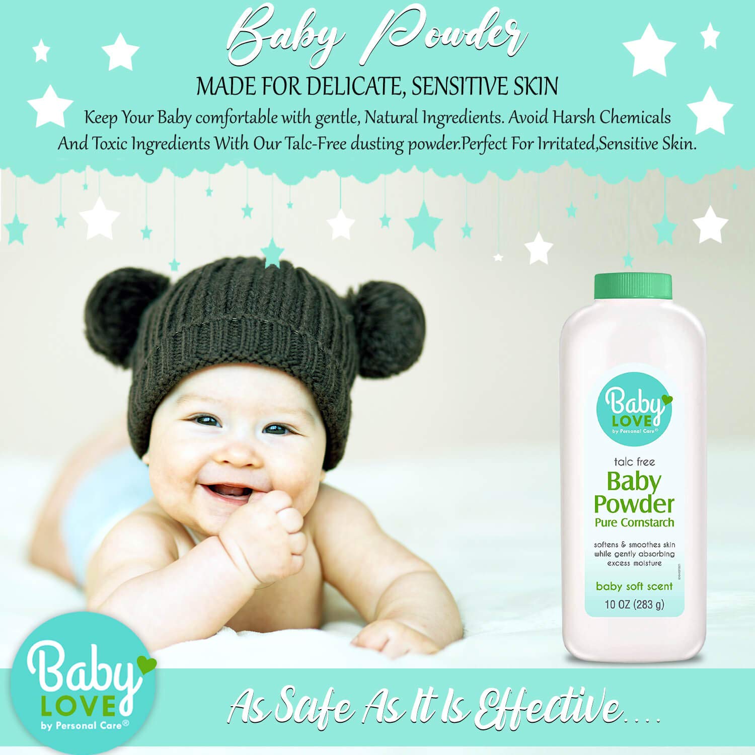 Baby Powder, Pure Cornstarch, 10-oz. (pack of 12)