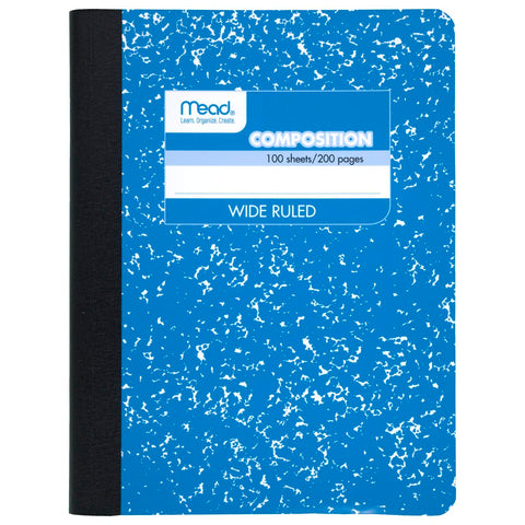 Mead Composition Notebook, Comp Book, Wide Ruled Paper, 100 Sheets, 9-3/4" x 7-1/2", Fashion, Square Deal, Assorted Colors, Color Selected May Vary, 1 Count (09918)