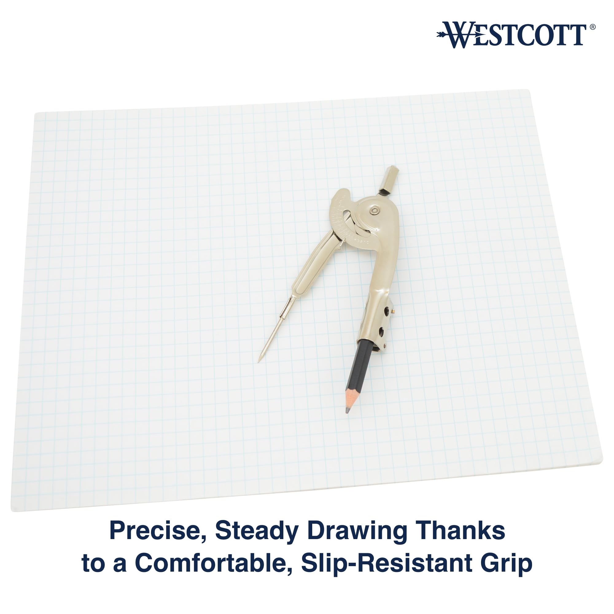 Westcott Nickel-Plated Ball Bearing Compass with Pencil, Professional Style, Back-to-School Supplies, Draws Circles up to 13 Inches in Diameter