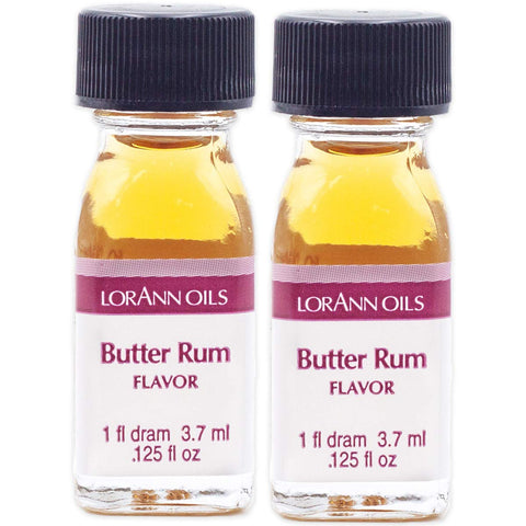 LorAnn Oils Super Strength Flavoring - Used For Candy Making, Flavoring, Baking, Hard Candy, & Flavor Oils - Bold, Natural Flavors 4X Stronger Than Extracts - Butter Rum, Pack of 2, 0.125 fl oz