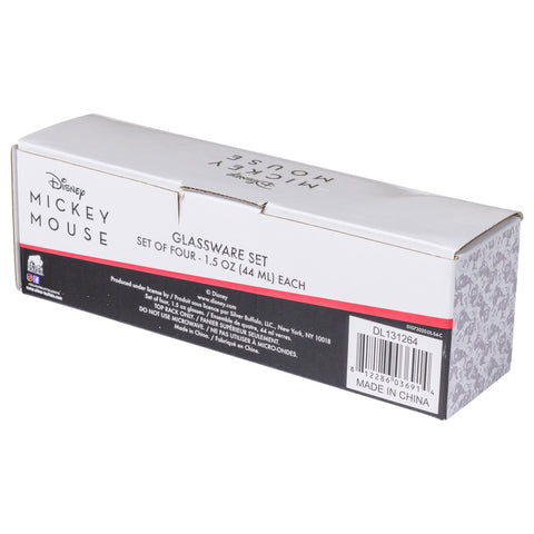 Silver Buffalo Disney Classic Mickey Mouse 4 Pack Mini Glasses, 1.5 Ounces