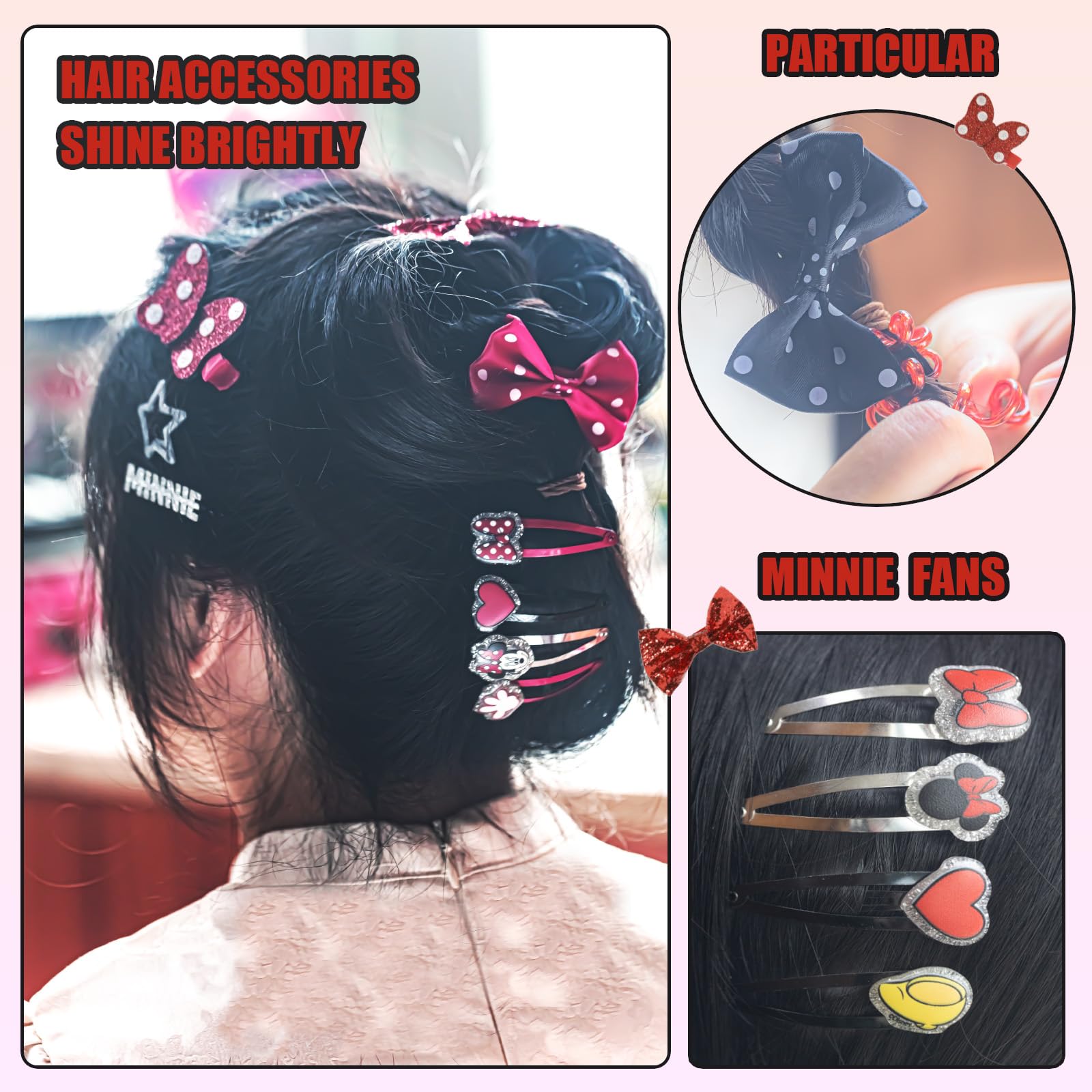 Disney Minnie Mouse Hair Accessories Set for Kids, Perfect for Parties, Sleepovers and Makeovers, Ages 3+, By Townley Girl