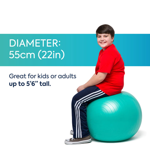Bouncyband Medium Balance Ball, Green – Create Flexible Seating to Improve Focus in the School, Office, or Home with This No-Roll – 21.6” (55cm) Ball for People Between 5’-5’6 Tall