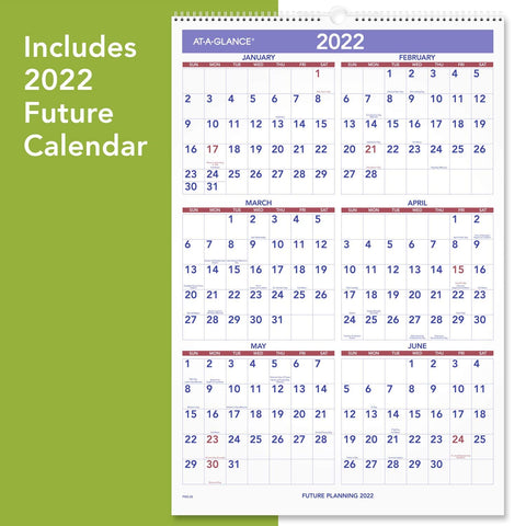 2021 Wall Calendar by AT-A-GLANCE, 15-1/2" x 22-3/4", Large, Monthly, Wirebound (PM32821)
