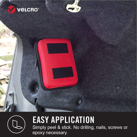 VELCRO Brand Industrial Strength Fasteners | Auto, RV, Boat Adhesive | Heavy Duty Strength for Dashboards & Consoles | Vinyl Compatible & Temperature Resistant | 3½in x 1½in Strips, Black