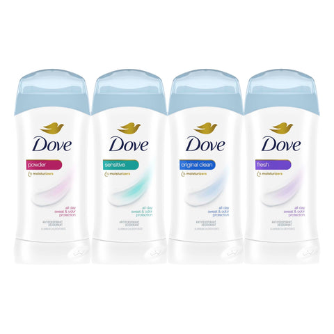Dove Invisible Solid Antiperspirant Deodorant Stick 2 Count Fresh for Women, For All Day Underarm Sweat & Odor Protection 2.6 oz